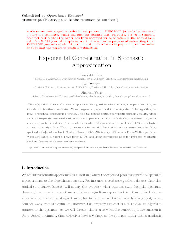 Exponential Concentration in Stochastic Approximation Thumbnail