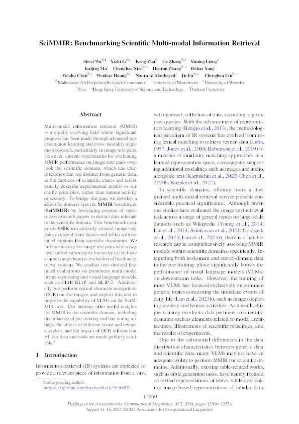 SciMMIR: Benchmarking Scientific Multi-modal Information Retrieval Thumbnail