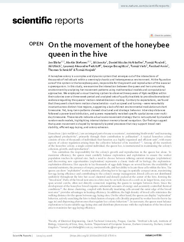 On the movement of the honeybee queen in the hive Thumbnail